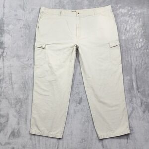 Vintage Bungalow Brand Pants Mens 52x32 Beige Canvas Cotton Cargo Relaxed Fit